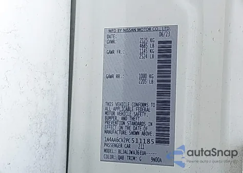 2023 Nissan Maxima Sv Xtronic Cvt из США, поврежденный, VIN 1N4AA6CV2PC511185